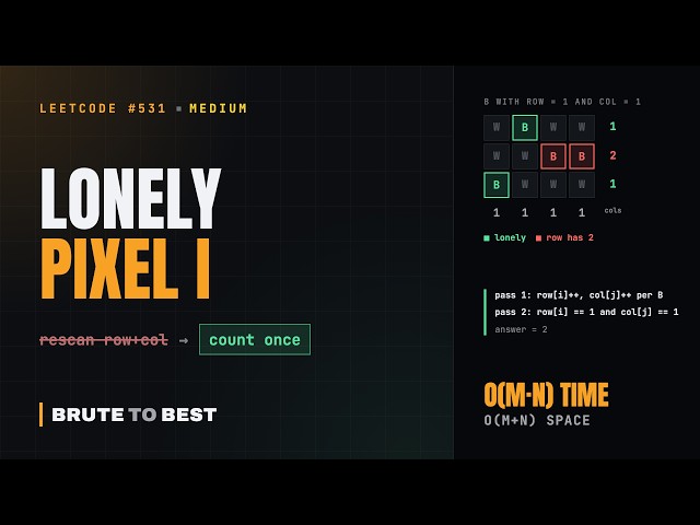 LeetCode #531: Lonely Pixel I, Row and Column Counts in Two Passes