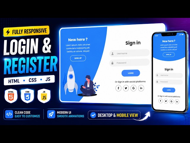 Create a Flip Login & Register Form Using HTML & CSS 🔥