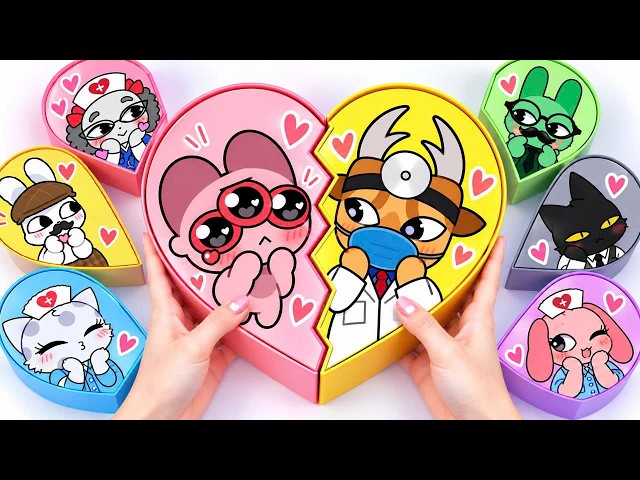 [🐶Paperdiy🦒] Animal Hospital Cute Couple Love Blind Box Unboxing✨ 동물병원 | Squishy | Roblox