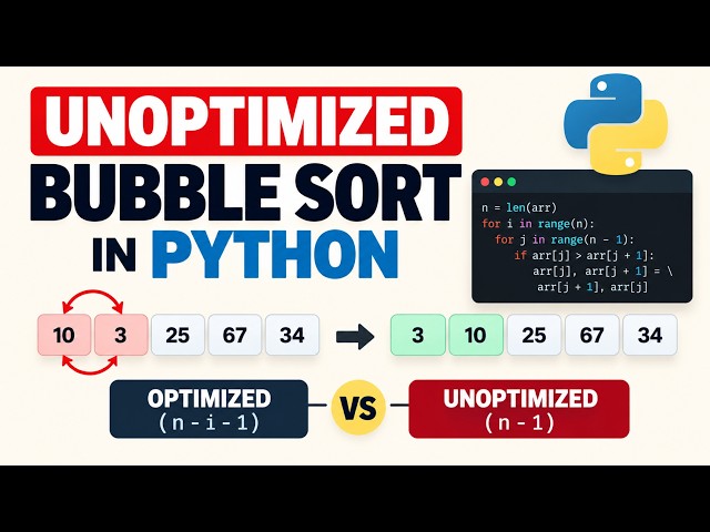 05: Unoptimized Bubble Sort Explained | Python Program