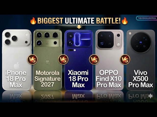 iPhone 18 Pro Max vs Motorola Signature 27 vs Xiaomi 18 Pro Max vs Find X10 Pro Max vs X500 Pro Max
