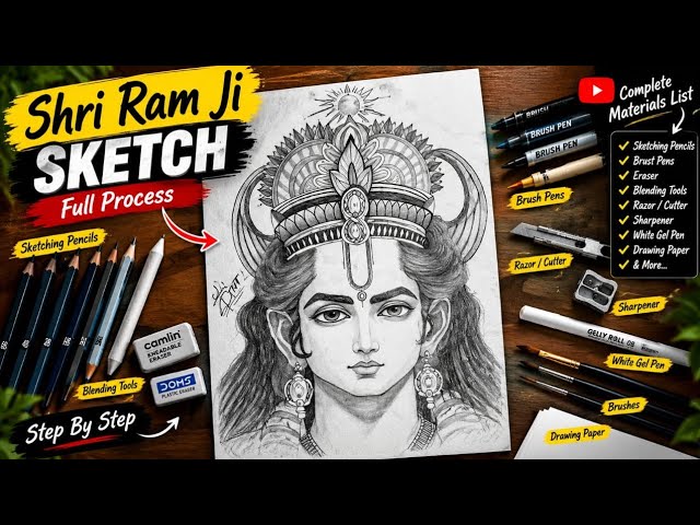 Shree ram ji #new sketch#full tutorial#for beginners and professional 