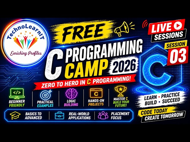 C Programming - Free Programming Camp 2026 | Session 03 | Character set, Rules, Output, Debugging