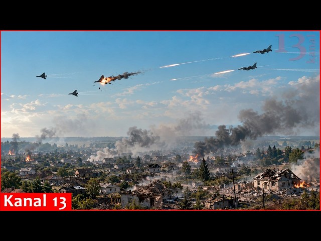 Fierce combat between F-16s and Shahed-series jet drones in skies over Ukraine; fire rains from sky