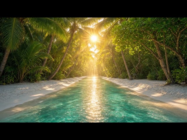 Tropical Palm Lagoon Loop 4K No Copyright