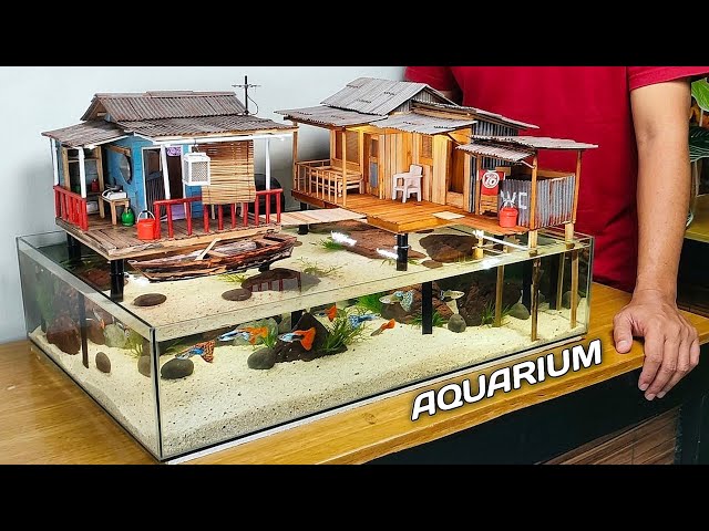 I Built a Floating Fisherman House on a Guppy Aquarium | DIY Miniature Diorama