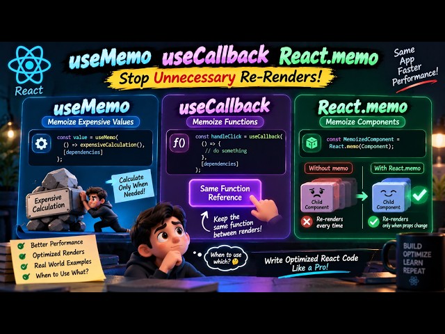🔥 useMemo vs useCallback vs React.memo | React Performance Explained