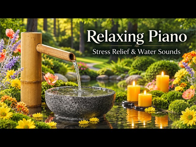 Relaxing Piano & Bamboo Water Sounds LIVE 24/7 🎋 Sleep Music & Stress Relief