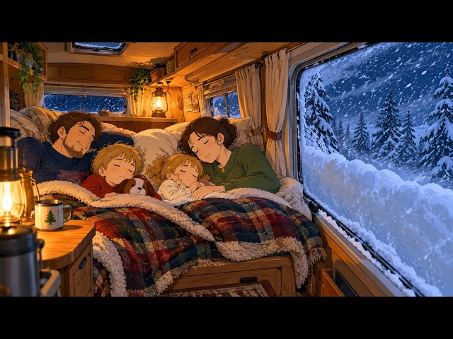 A Family Trapped in a Tiny Camper During a Brutal Snowstorm | Cozy Ghibli Survival