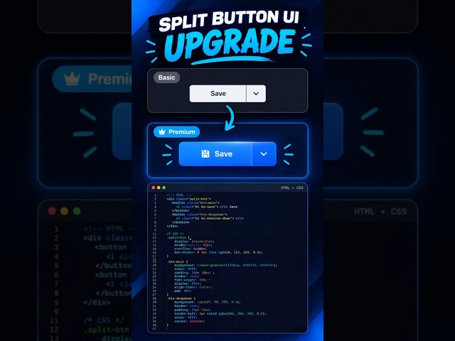 Split Button UI Upgrade ✨🚀                     #webdesign  #coding #uidesignlearning #css