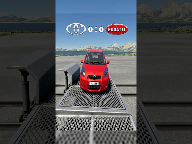 Toyota Yaris 🆚 Bugatti Chiron Test #beamngdrive #game #toyota #bugatti #yaris