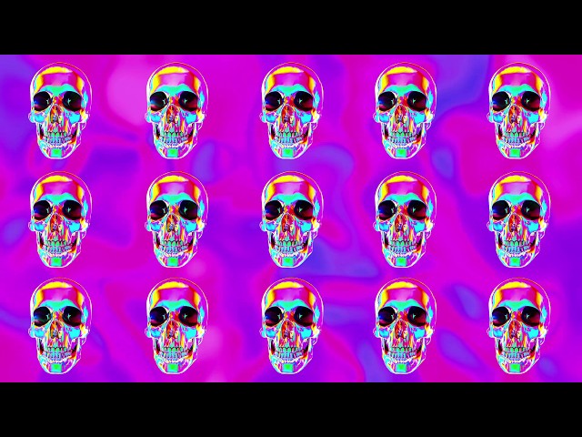 4K Screensaver | Halloween Neon Holographic Skull Rotation – Psychedelic VJ Loop (No Sound)