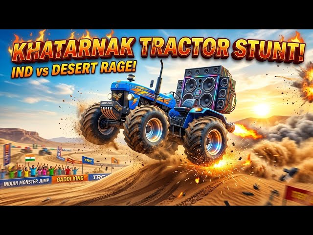 CRAZY MONSTER DJ TRACTOR DESERT STUNT 💥⚡ | Heavy Tractor Jump | Indian Vehicles Simulator 3D