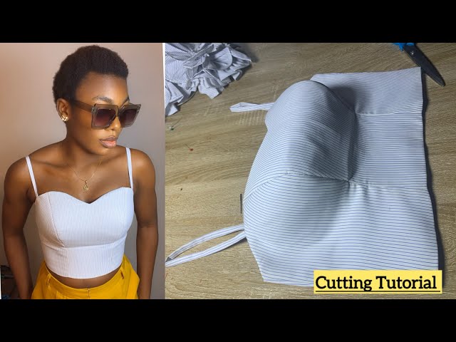 Tiny Strap Bustier Crop top #drafting #tutorial 